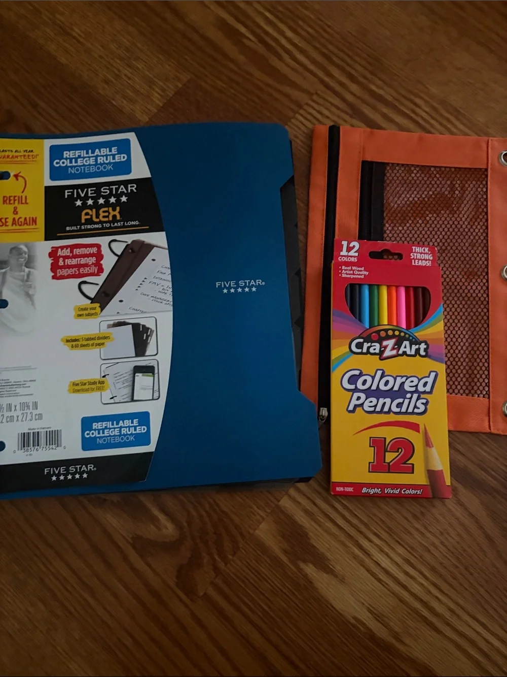 Five Star Blue Refillable Notebook Sleeve with Orange Pouch